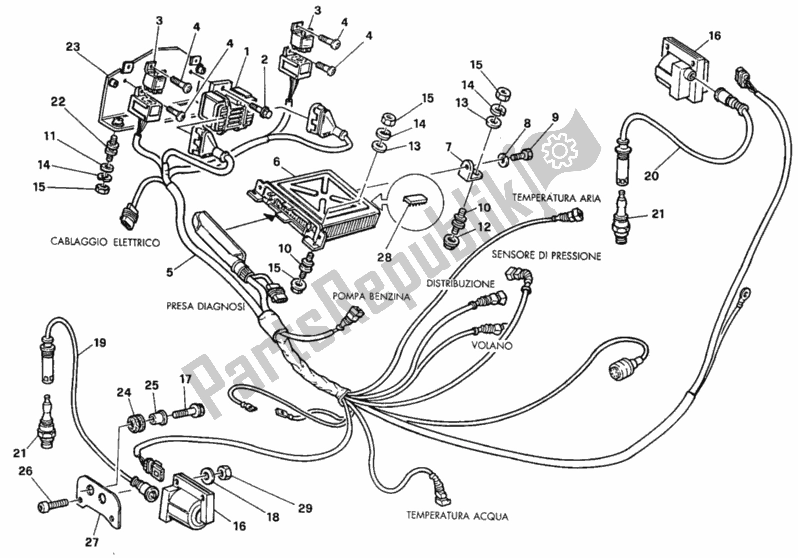 Tutte le parti per il Unità Di Controllo Motore del Ducati Superbike 888 SP5 1993